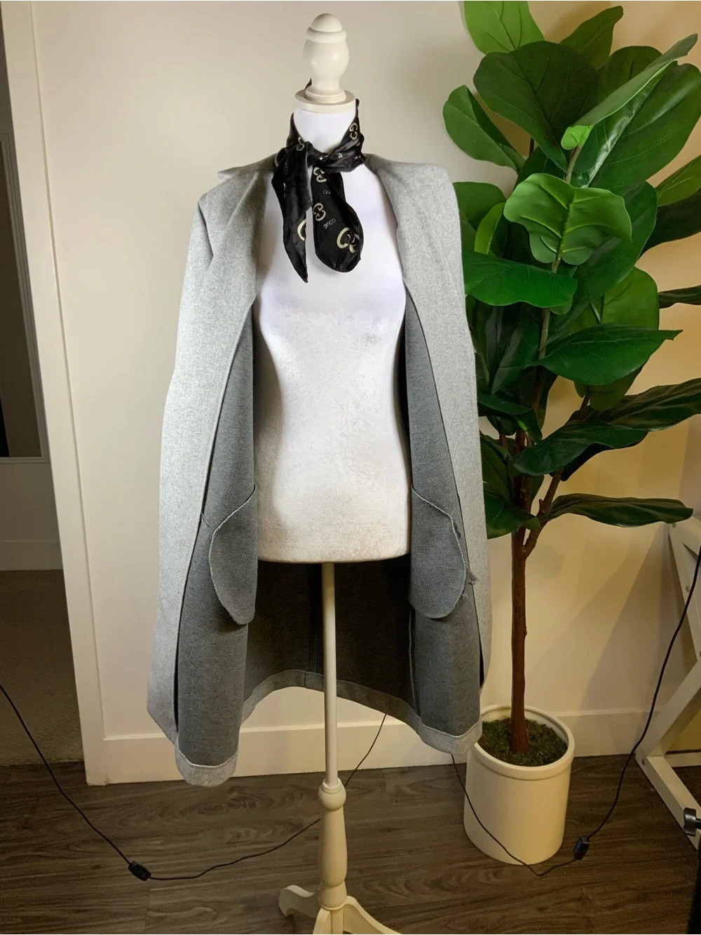 Zara Light Gray Open-Front Trench Coat